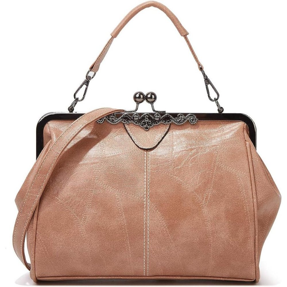 Younxsl Women Retro Hollow Wax PU Leather  Multiple Collocation Kiss Lock Bag